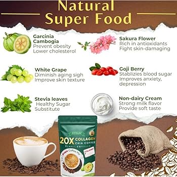 コーヒー FITGUMCOLLAGENCHIACOFFEEMIX120g 5set Amazon.co.jp: Fitgum Collagen Chia Coffee チアシード入り